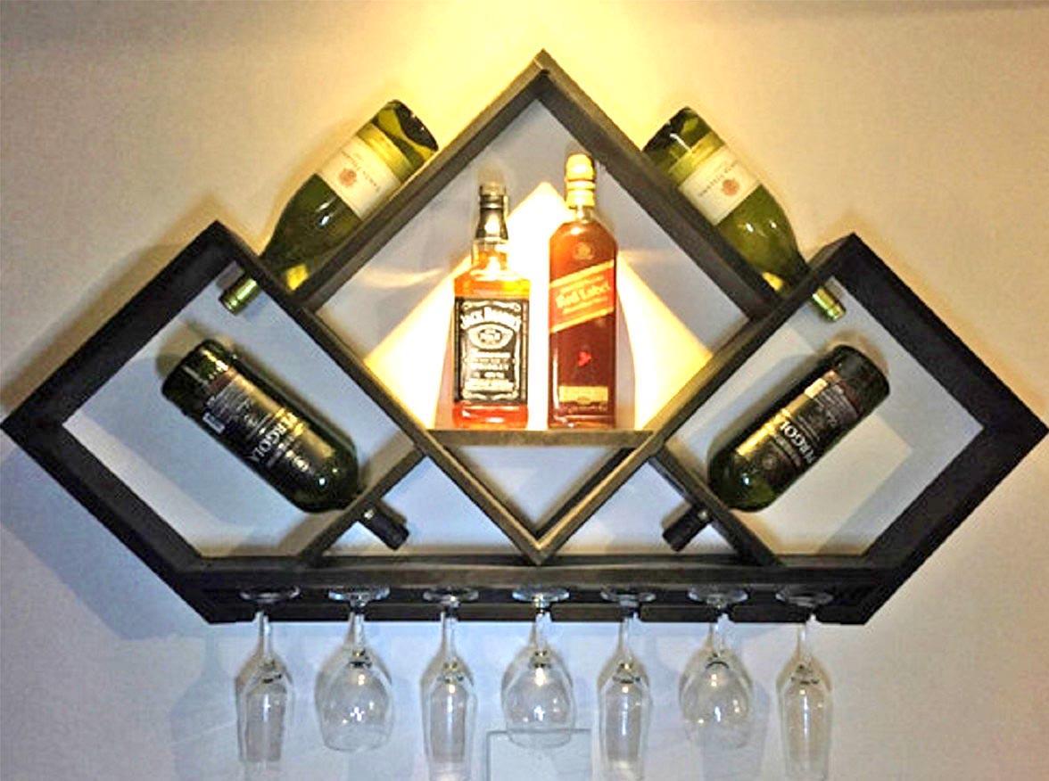 Полка для вина настенная из дерева Самани Венге (ПНК-013812)