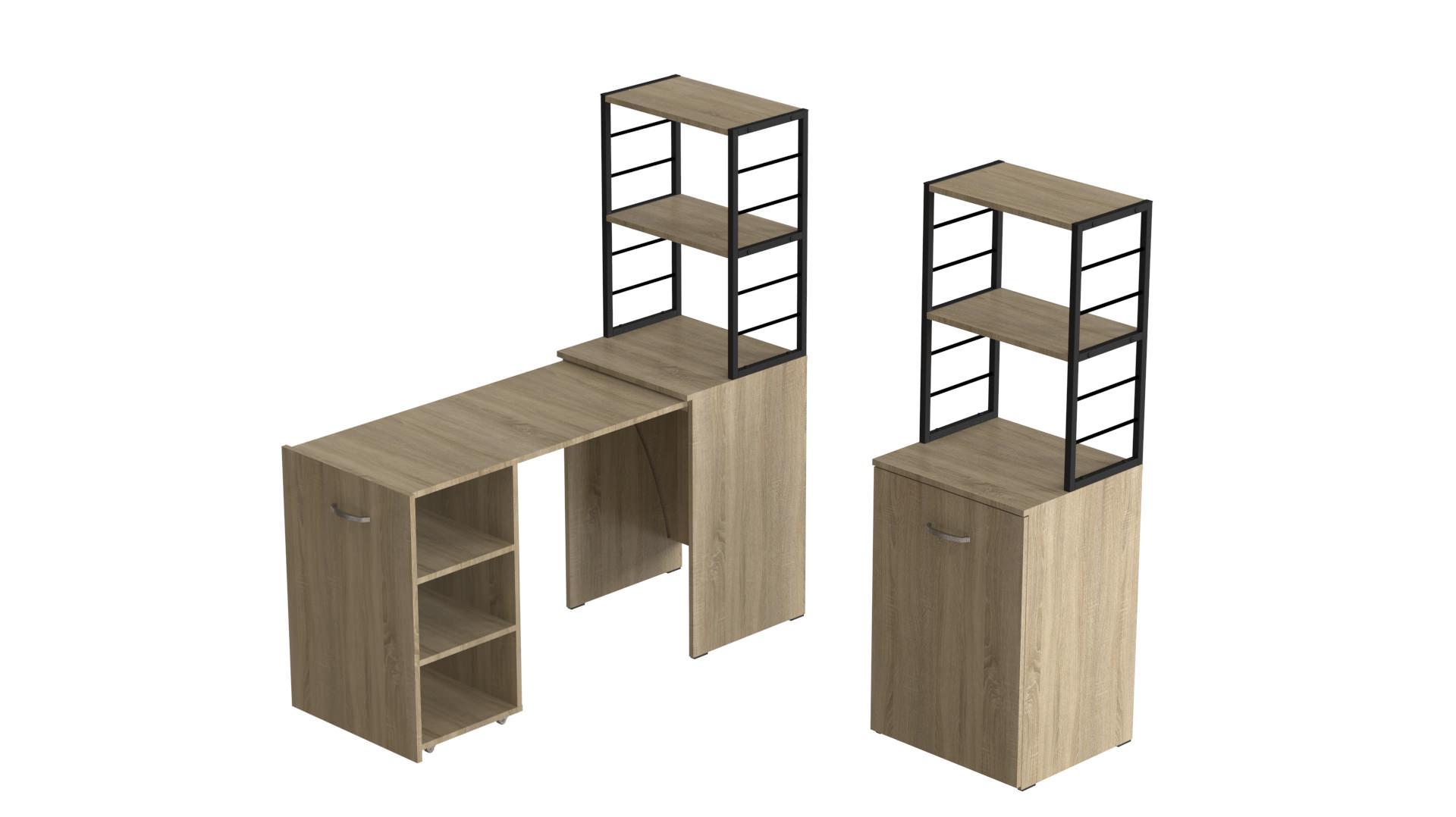 Стіл-тумба трансформер Ferrum-decor Смарт 4/1 з етажеркою метал/ДСП 16 мм 1430x1450x500 мм Чорний/Дуб Сонома (FRD-105126) - фото 11 Стіл-тумба трансформер Ferrum-decor Смарт 4/1 з етажеркою метал/ДСП 16 мм 1430x1450x500 мм Чорний/Дуб Сонома (FRD-105126) - фото 11