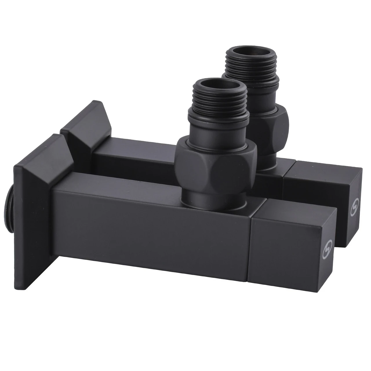 Комплект кранів напівоборотних кутових з американкою Solomon LUX 1/2" CUBE 8888 Black (23500565)