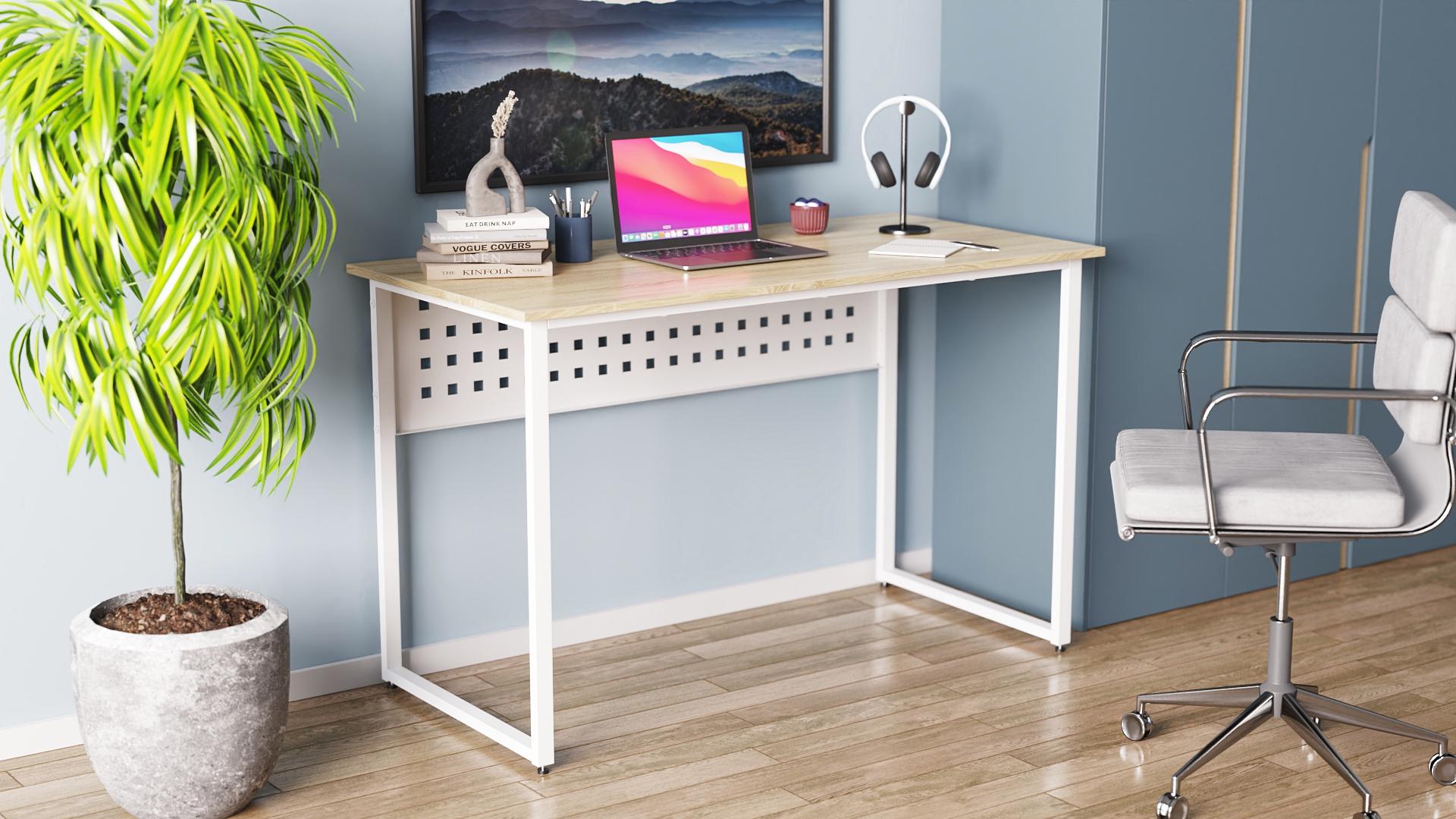 Стол компьютерный Ferrum-decor Майк ДСП 16 мм 75x100x60 см Белый/Дуб Сонома (FRD-101298)