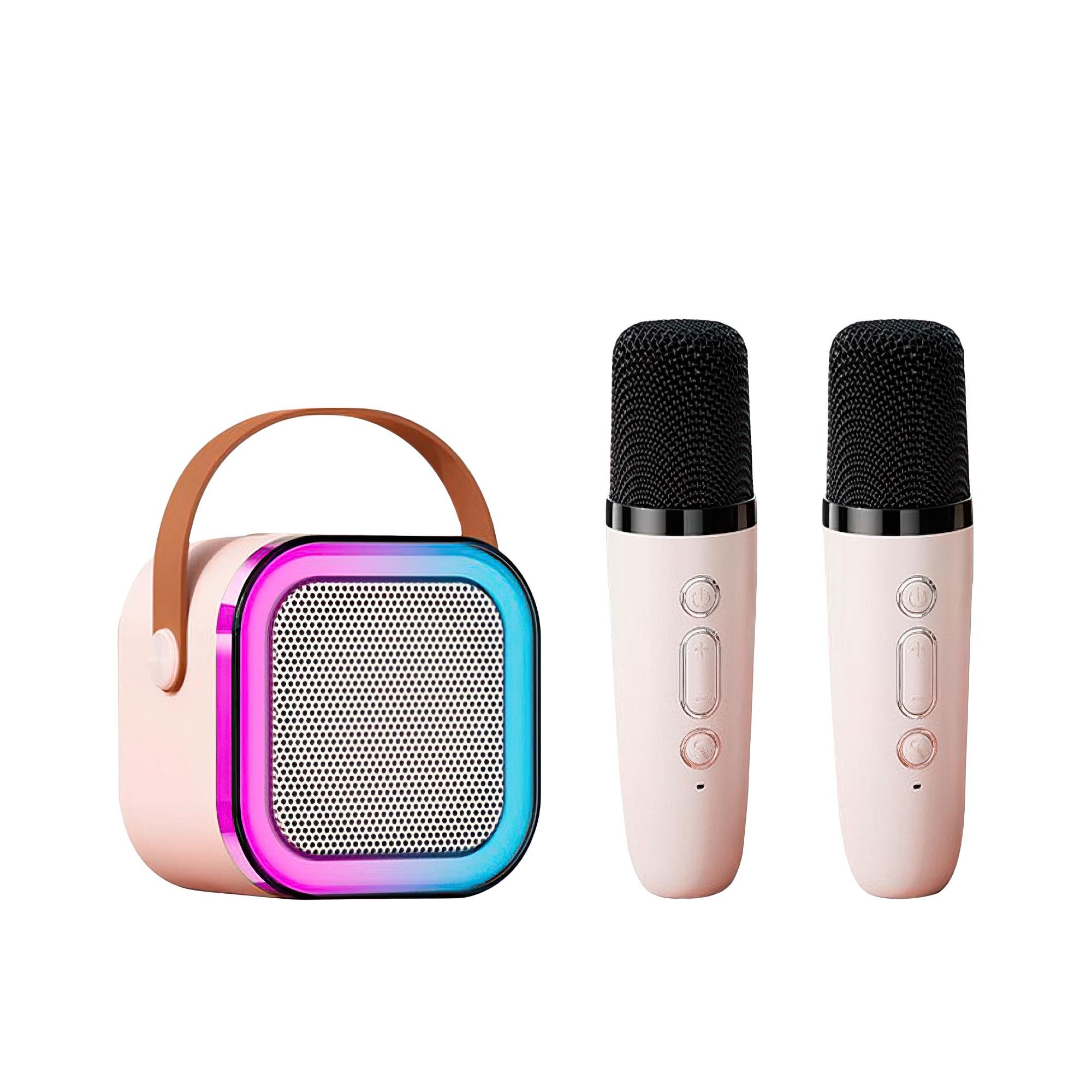 Детское караоке с 2-мя микрофонами K12 Bluetooth колонка с RGB подсветкой Розовый (509) Детское караоке с 2-мя микрофонами K12 Bluetooth колонка с RGB подсветкой Розовый (509)