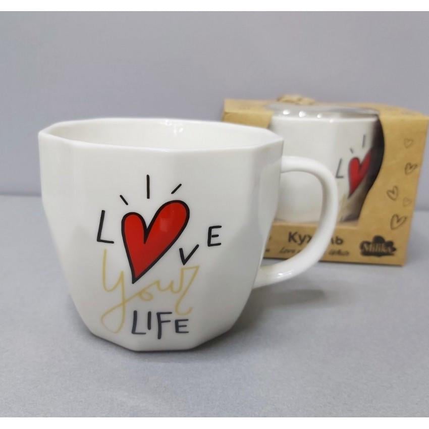 Чашка Milika "Love life" M0520-L254W фарфоровая 360 мл White