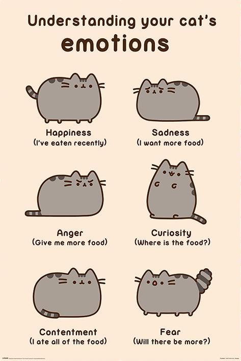 Постер плакат Pusheen Емоції Котів/Pusheen Cats Emotions 61x91,5 см