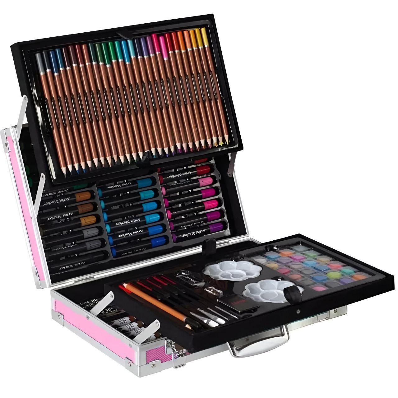 Мультинабір для малювання та творчості 12419/МК 145 пр. у валізі Рожевий (31993790)