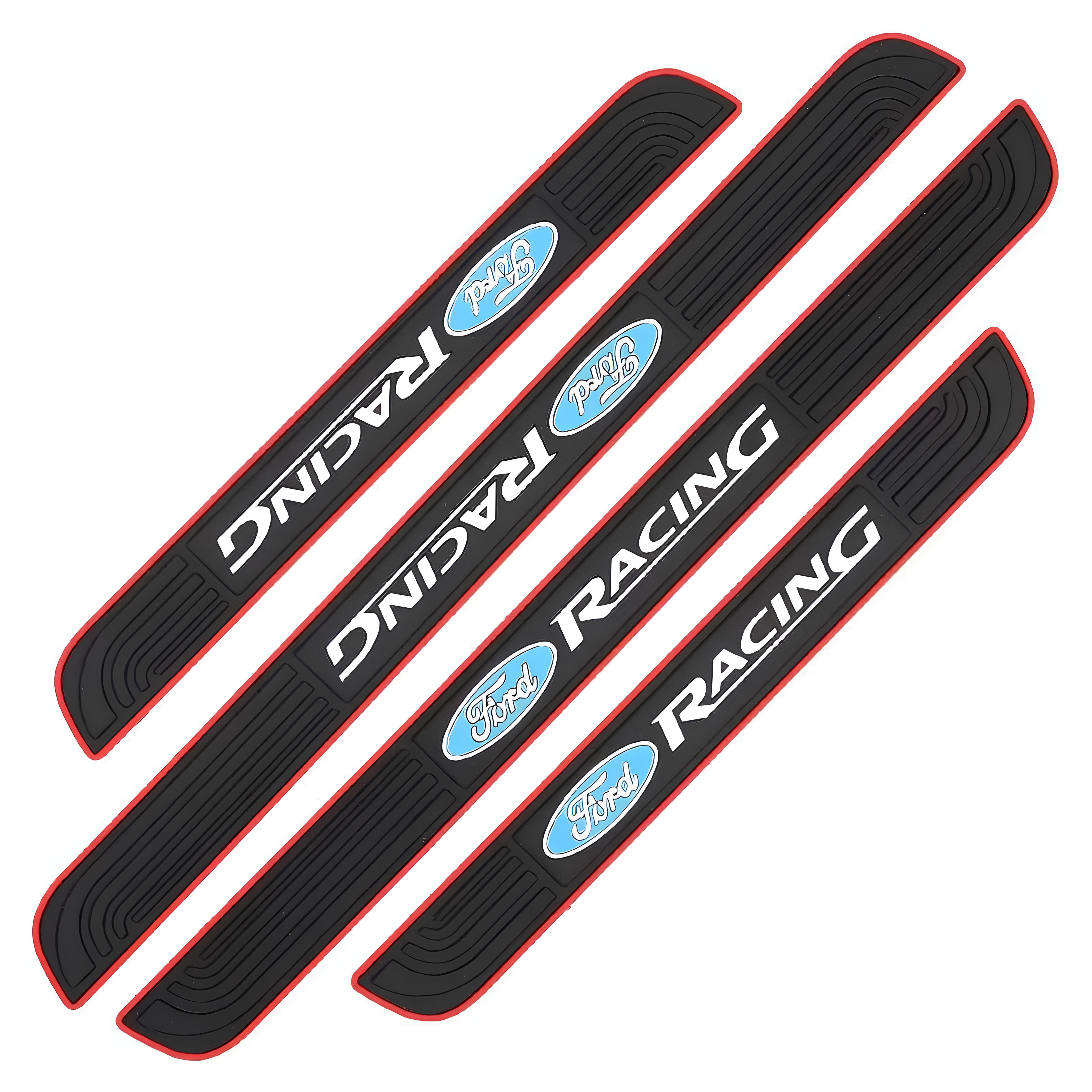 Резиновые брендированные защитные накладки на пороги для авто 4 шт. Ford Черный (1088655474)