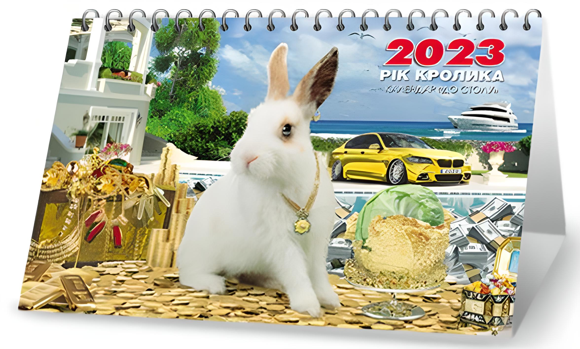 Календарь квартальный К столу Кролик в золоте 2023 Календарь квартальный К столу Кролик в золоте 2023