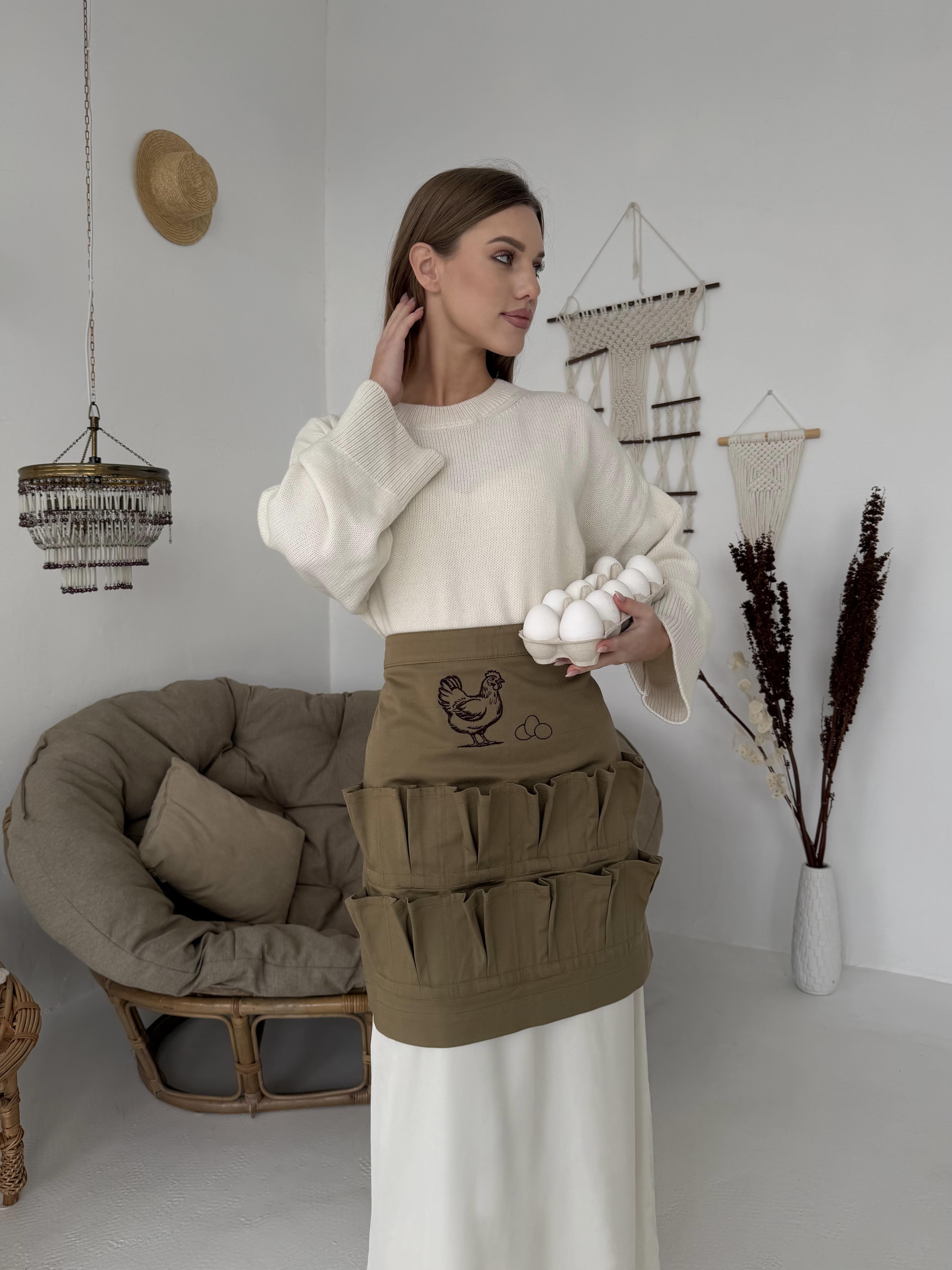 Фартук для сбора яиц с 12 карманами XL Оливковый (31826281)