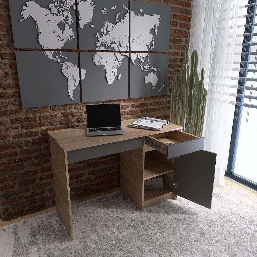 Письменный стол с 2 ящиками и закрытой секцией Эверест Сити-1100 110,1х50,1х76,6 см Дуб сонома/Графитовый (EVR-071103) - фото 3 Письменный стол с 2 ящиками и закрытой секцией Эверест Сити-1100 110,1х50,1х76,6 см Дуб сонома/Графитовый (EVR-071103) - фото 3