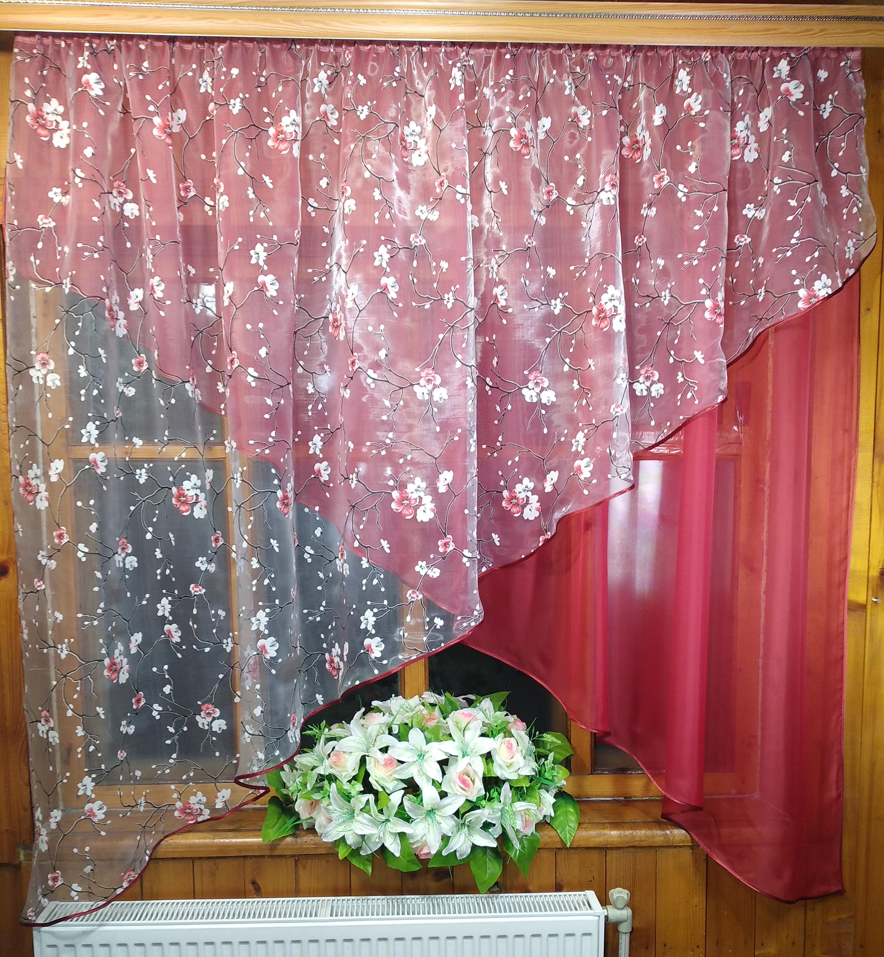 Шторы арка Стелла Бордовый/Сакура Шторы арка Стелла Бордовый/Сакура