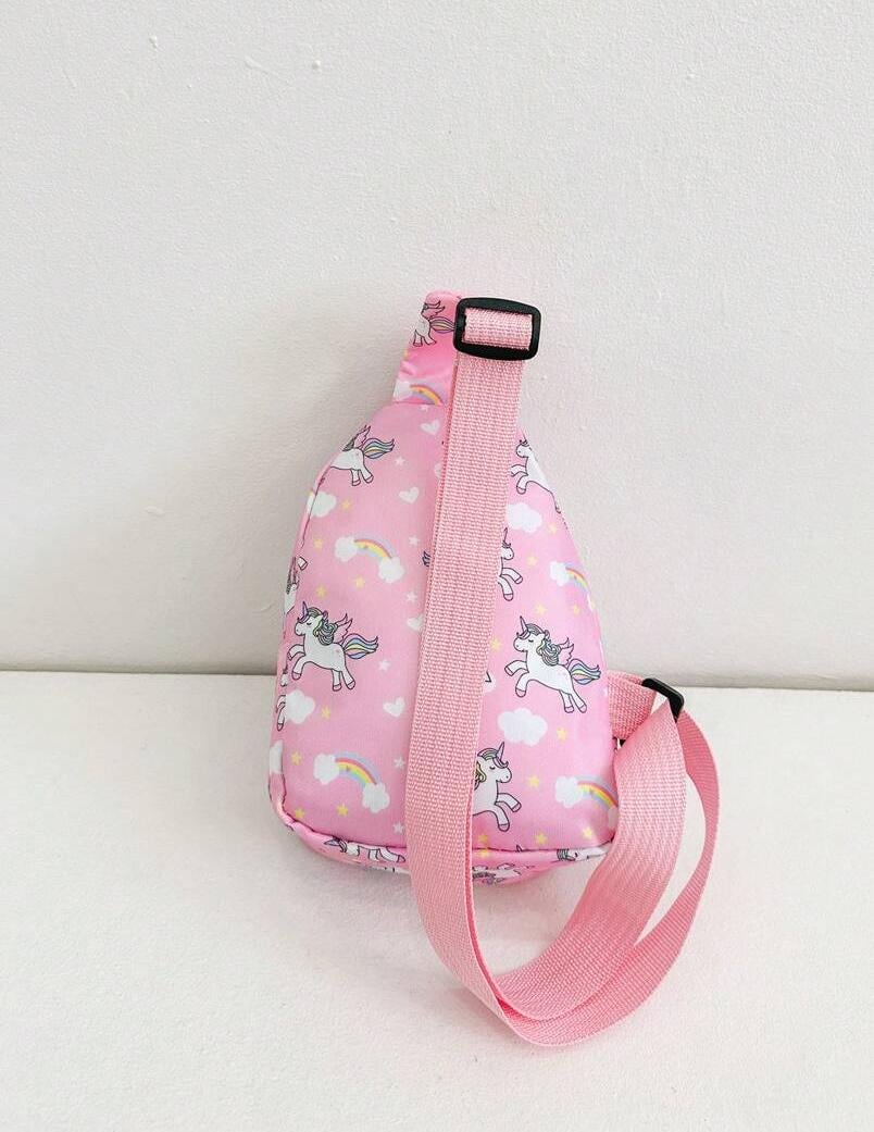 Сумка-бананка для девочек Единорог через плечо с регулируемым ремешком одно отделение на молнии 22х13х6 см Розовый (D-0162) - фото 5