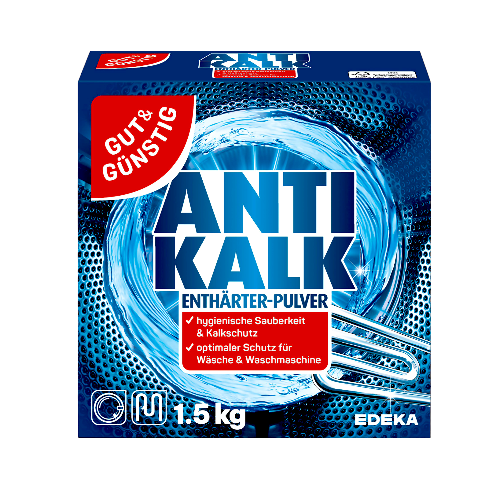 Порошок против накипи в стиральной машине Edeka Gut&Gunstig Anti Kalk 1,5 кг 125 циклов (654491)