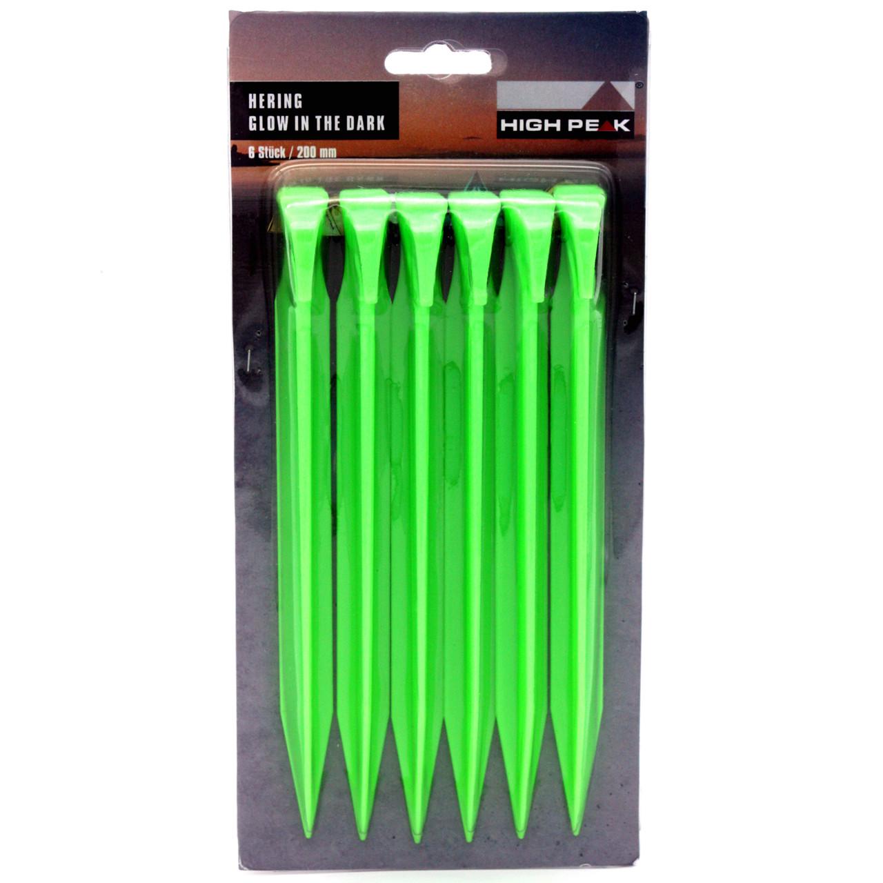 Кілки High Peak Glow in the Dark ABS Peg 20 см 6 шт. Luminous Green (42202)