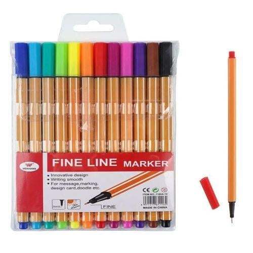 Ручки капиллярные WW00414ST Fine Line 12 цветов