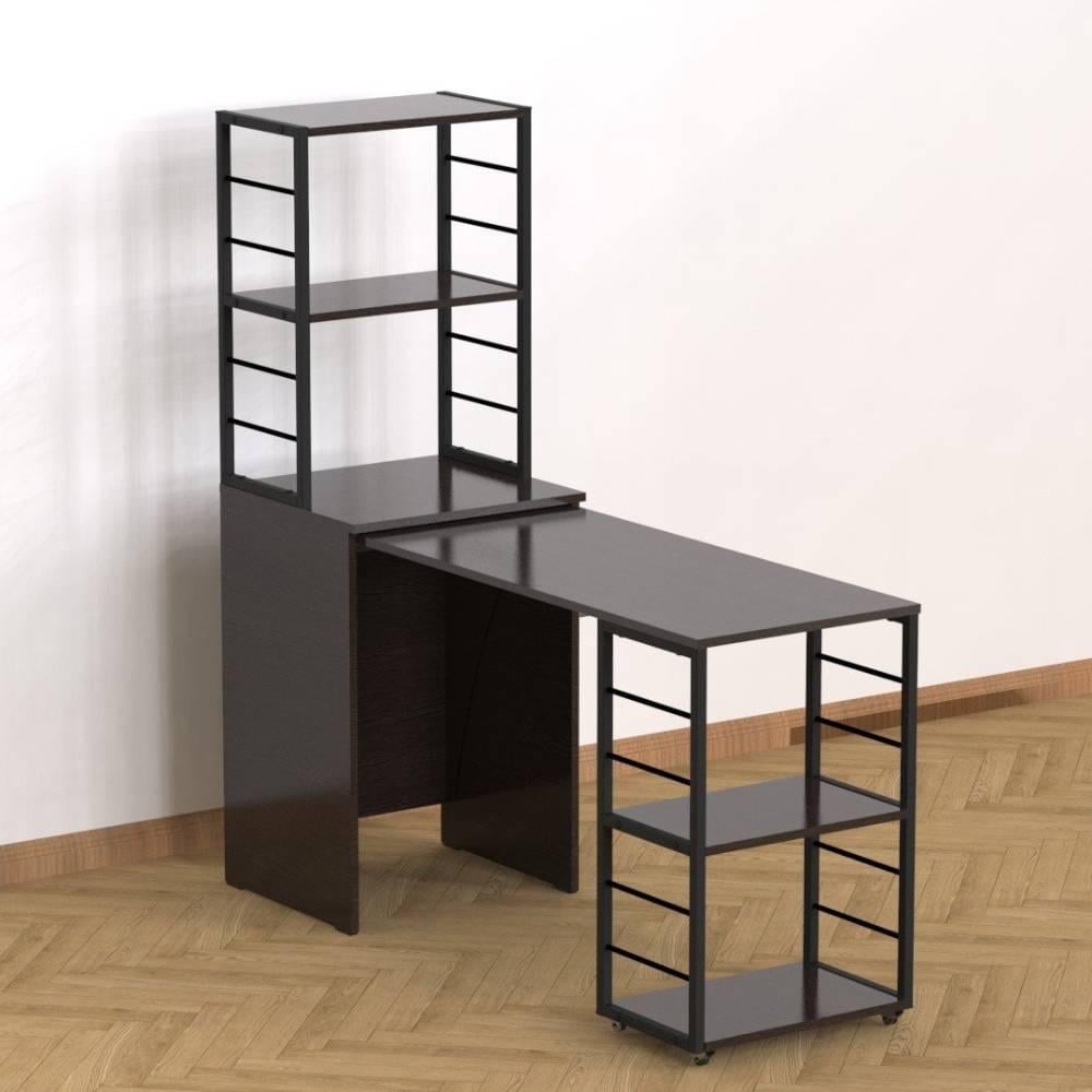 Стол-тумба трансформер Ferrum-decor Смарт 3/1 с этажеркой металл/ДСП 16 мм 1430x1450x500 мм Черный/Венге Магия (FRD-106167)