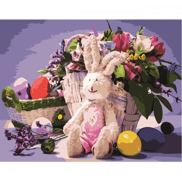 Набор для росписи по номерам Strateg Зайчик на Пасху 40х50 см (VA-2736-mt)