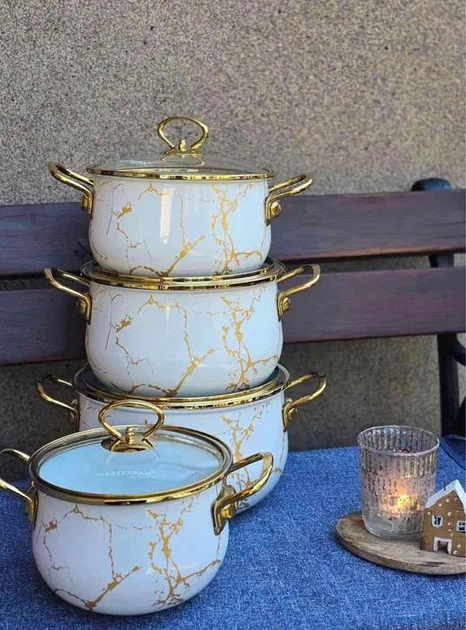 Набір емальованих каструль Edenberg 4 шт. з кришками (EB-12621) - фото 4 Набір емальованих каструль Edenberg 4 шт. з кришками (EB-12621) - фото 4