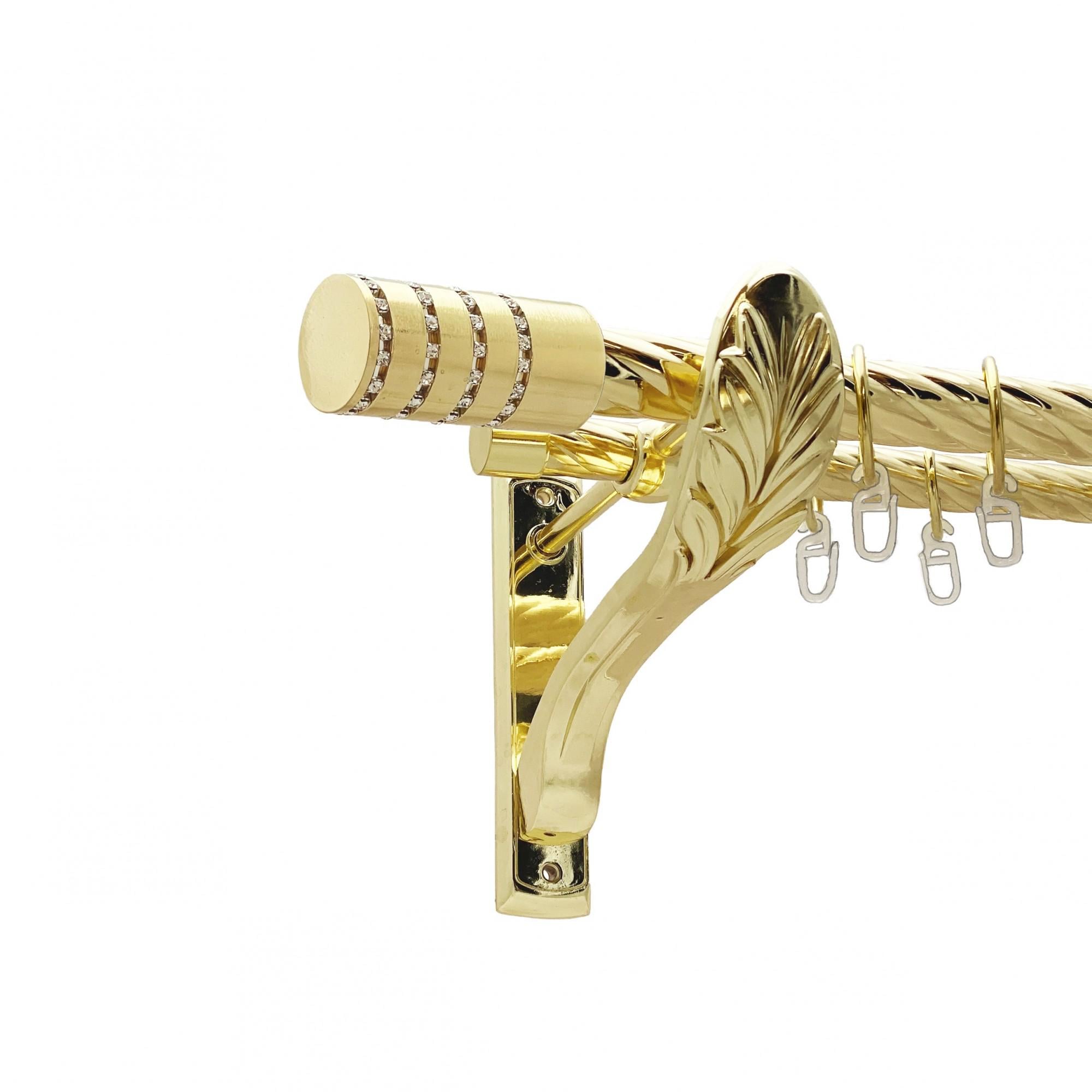 Карниз металлический Orvit Барамелла двухрядный ретро скрученная труба/кольцо металлическое Золото 25/19 мм 300 см (00-00021754)