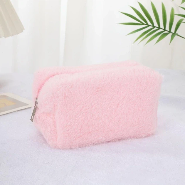 Косметичка пушистая подарок Розовый (2919552815)