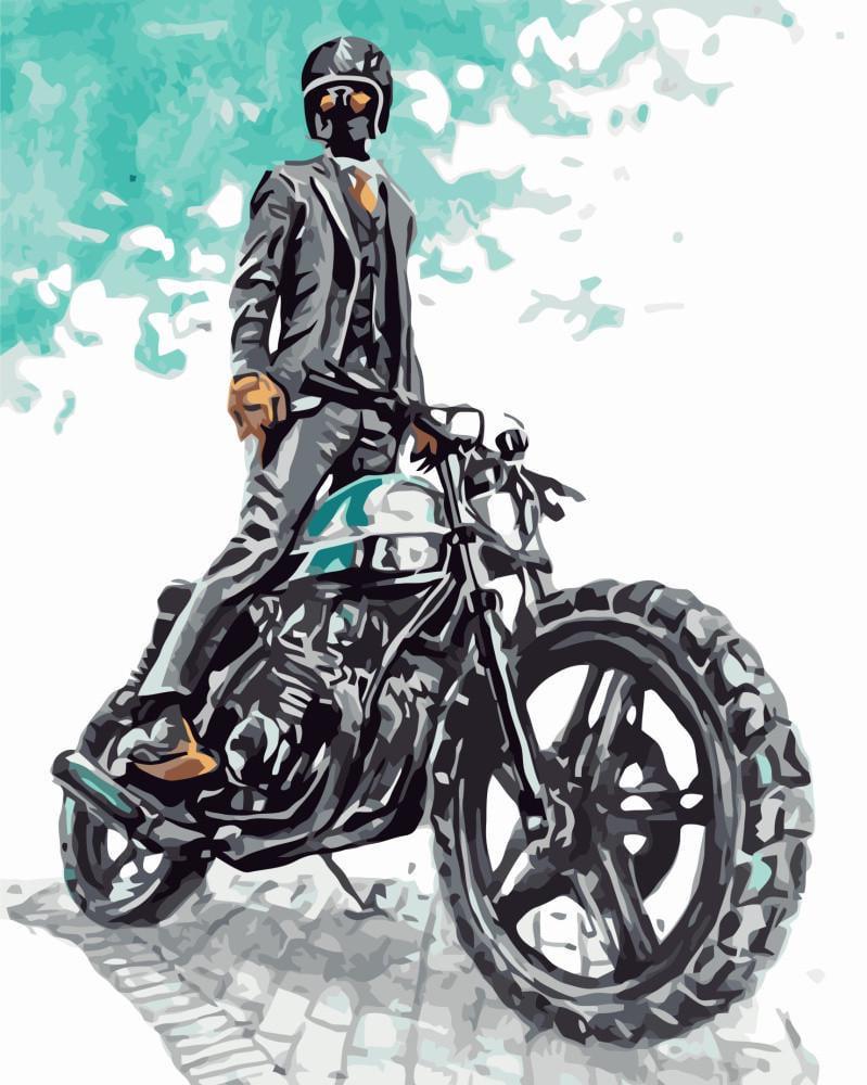 Картина по номерам Strateg Премиум Призрачный гонщик с лаком 40х50 см (VA-3375)