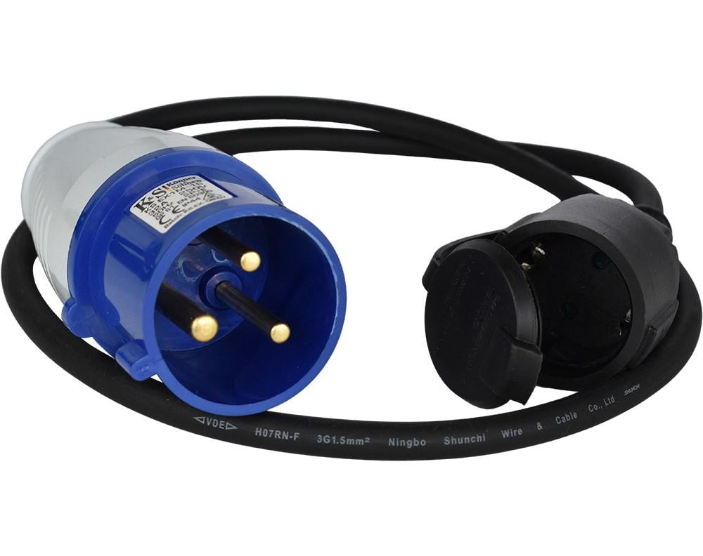 Подовжувач мережевий Konner&Sohnen KS EX1M-1S 3600 Вт 1 м Чорний (18409941) - фото 2