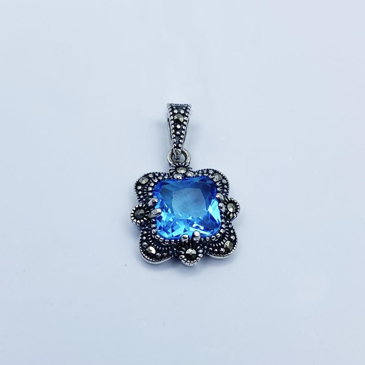 Серебряный кулон с аквамариновым кварцем и марказитом 2,45 г (2226448134)