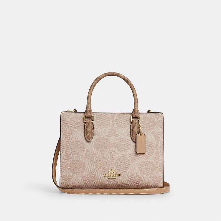 Сумка жіноча Coach Maggie Small Tote Bag In Blocked Signature Canvas Світло-бежевий (37222412)