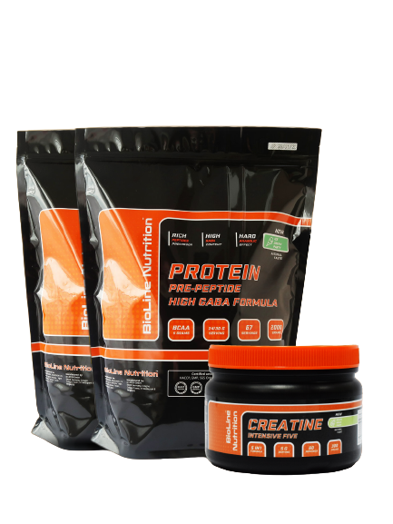 Набор на мышечную массу протеин Pro+" 4 кг/креатин BIOLINE Земляничный пунш (1724096847)