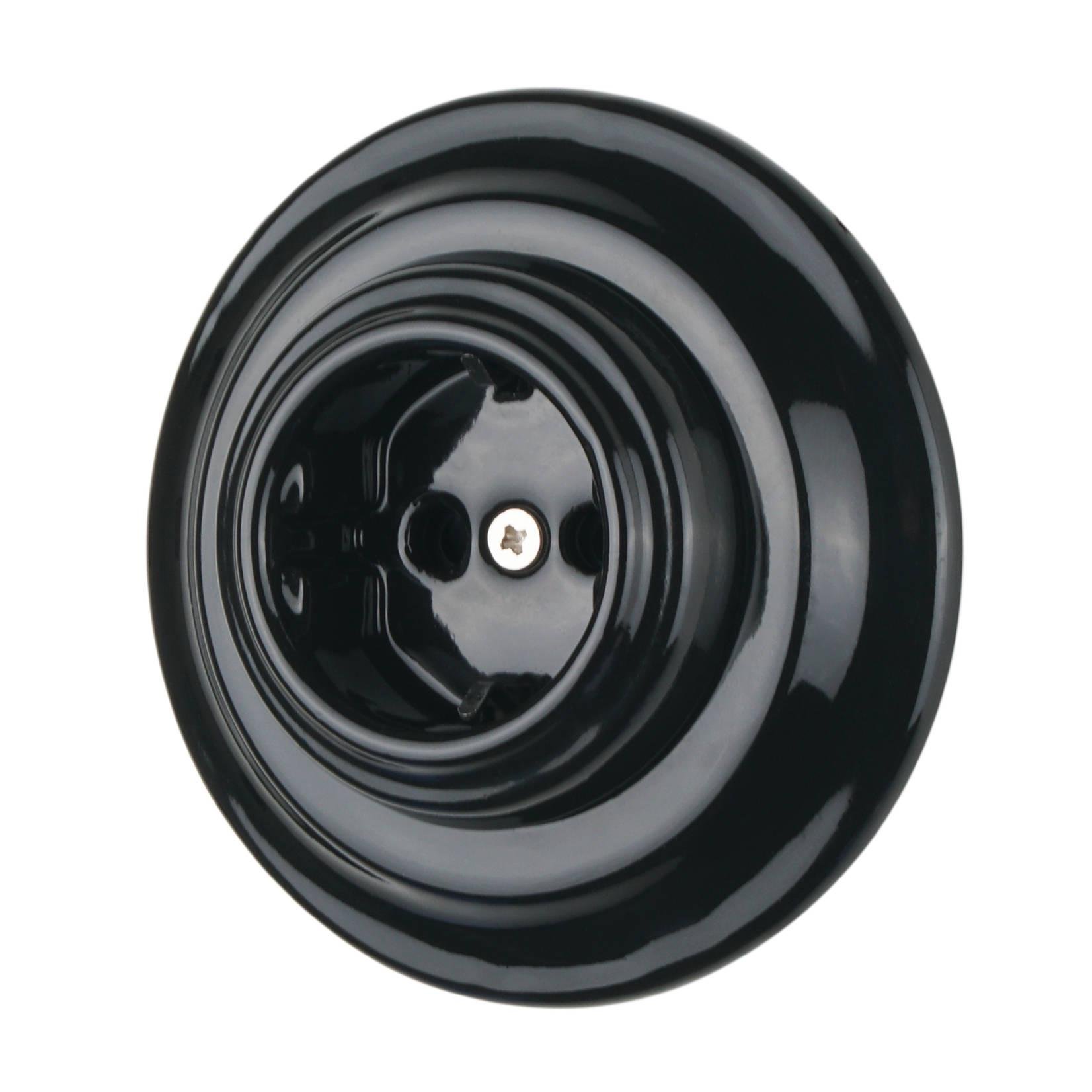 Розетка-ретро Keruida скрытого монтажа с рамкой с заземлением Черный (6852)