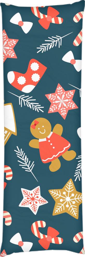 Подушка дакимакура Новогодний Паттерн 5 40х100 см (14107246)