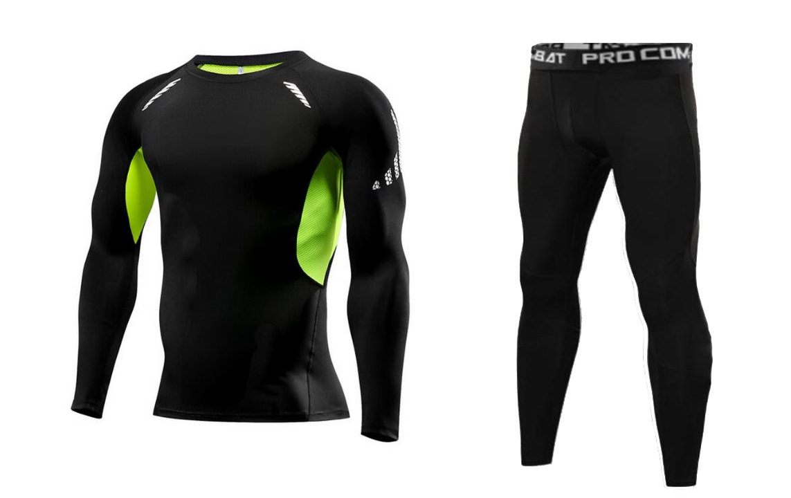 Комплект термобелья SPORT Thermal Underwear Winter Ventilation 175-180 см Black/Green (3352) - фото 1