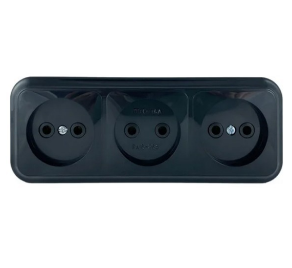 Розетка тройная наружная MARSHEL Черный (25901943) Розетка тройная наружная MARSHEL Черный (25901943)