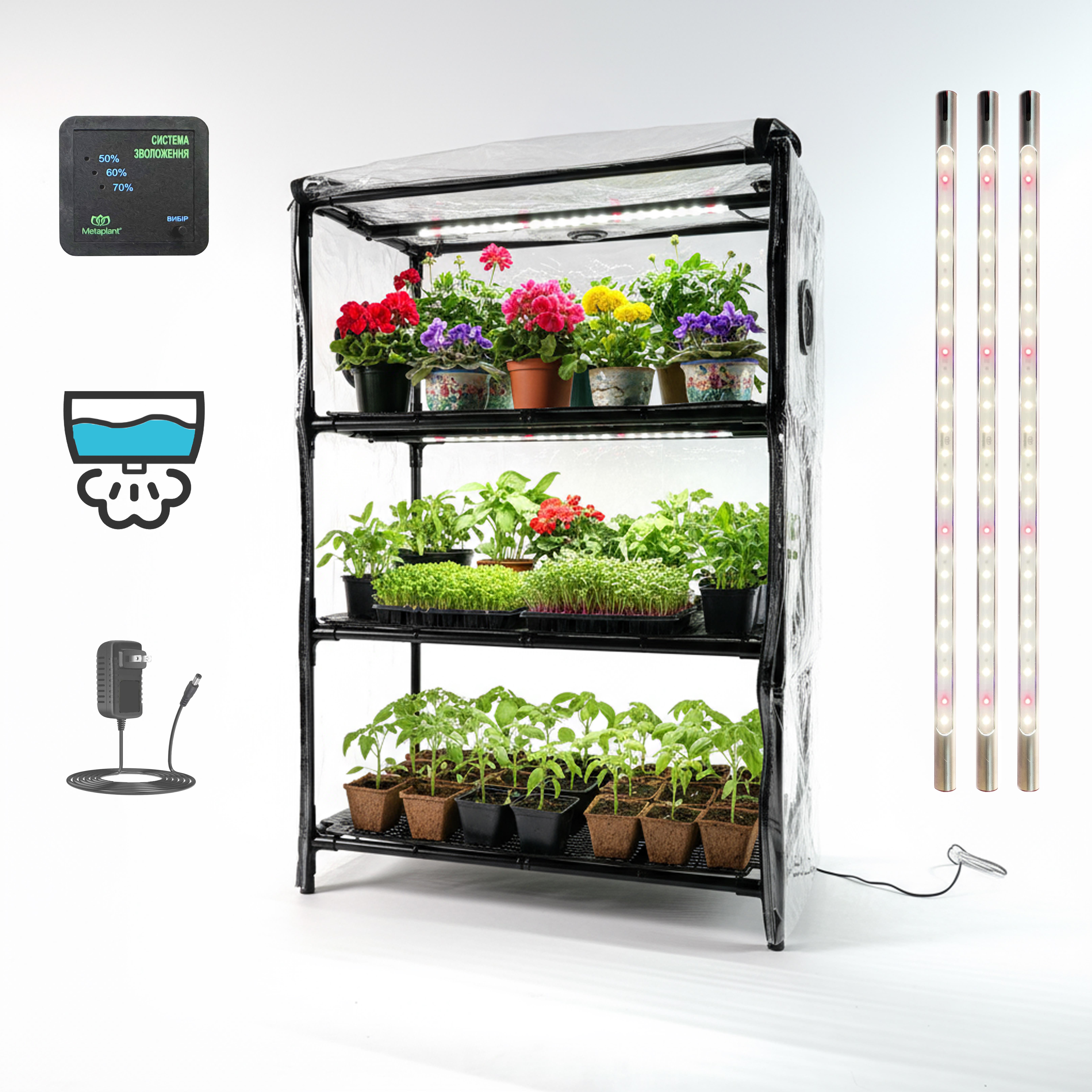 Пророщував для розсади Fogel Plus автоматичний 3х рівневий з фітосвітлом та зволожувачем BIOM (29676850) - фото 4