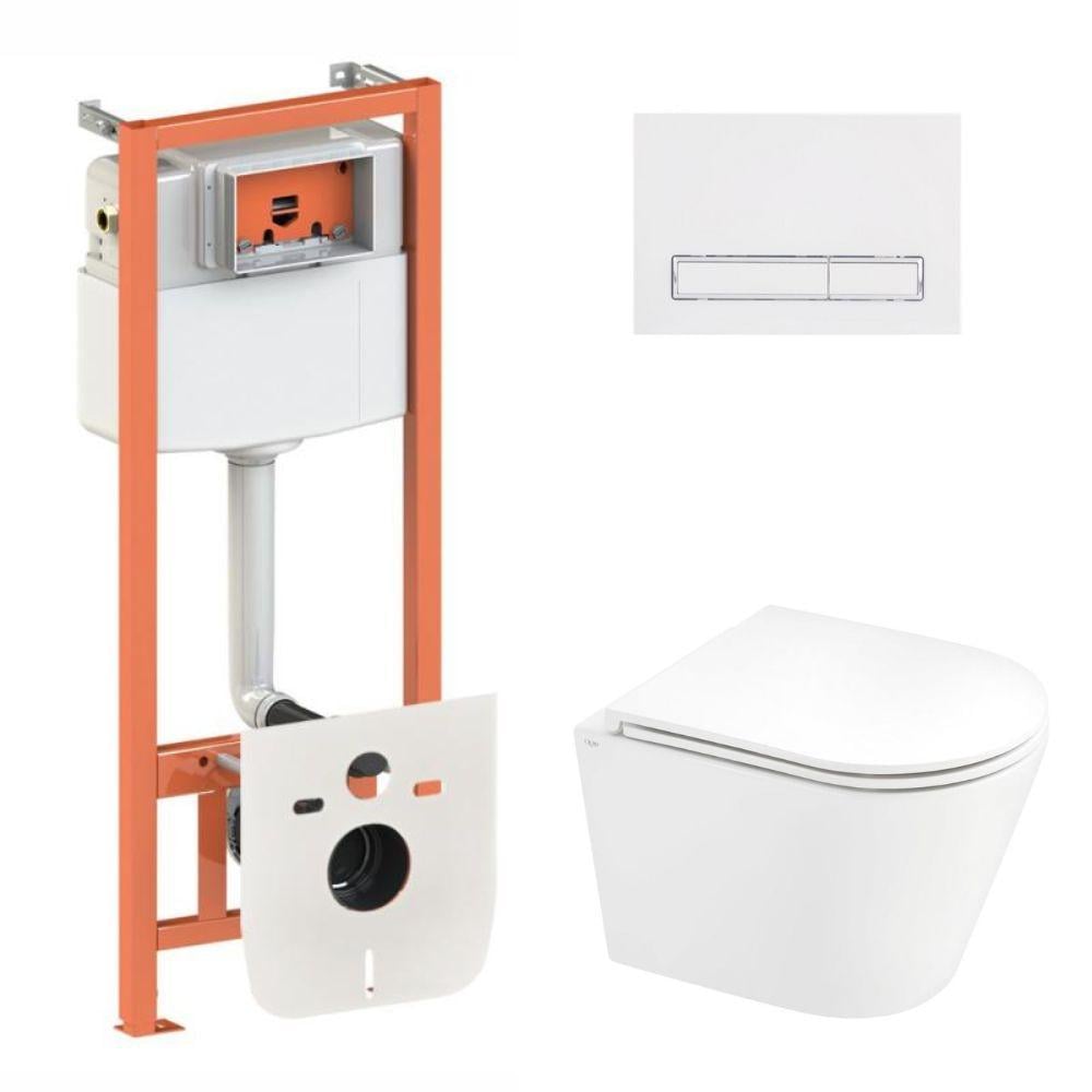 Инсталляция для ванной комнаты Qtap Nest 4в1 подвесной унитаз Scorpio Ultra Quiet линейная клавиша (2699493628)