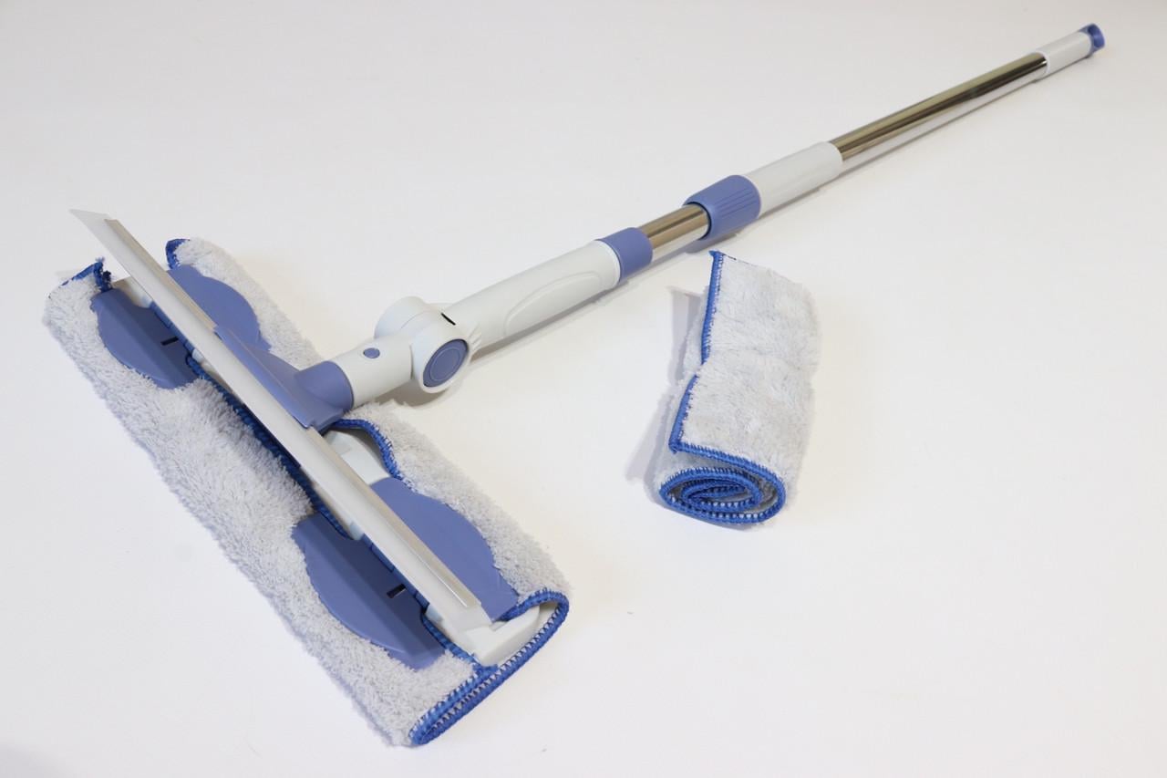 Швабра для мытья окон с телескопической ручкой и водоугоном 135 см 2в1 (0980)