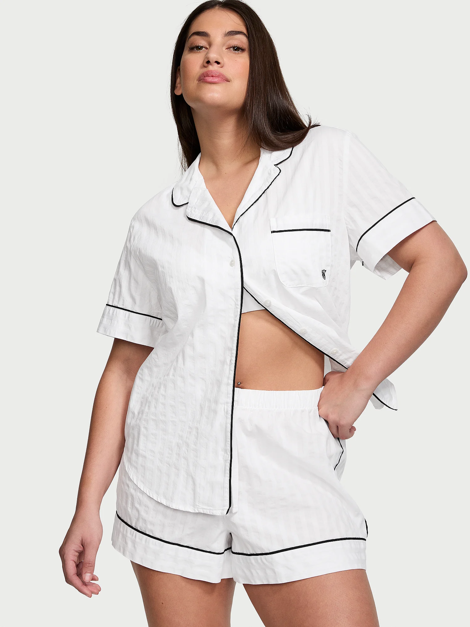 Піжама жіноча Victoria's Secret Cotton Short Pajama Set бавовняна XS Білий (18250364)