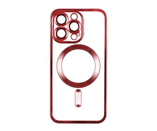 Чехол накладка TPU Metallic Full Camera with Magsafe для Apple iPhone 14 Pro Red