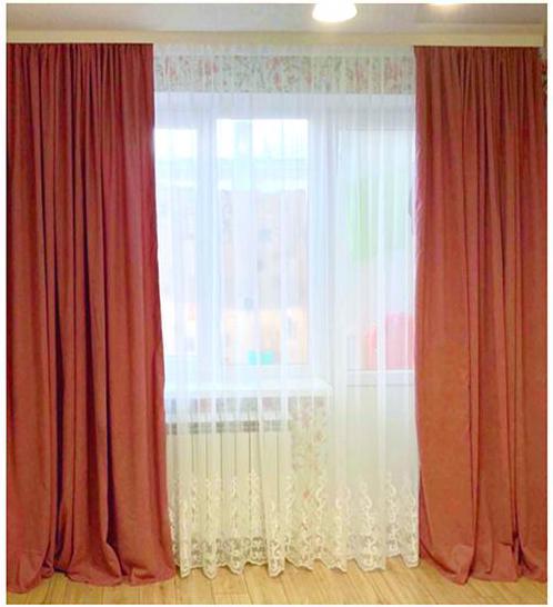 Комплект штор Микровельвет 1,5x2,85 м 2 шт. №42 Терракотовый (BB75Q-01)