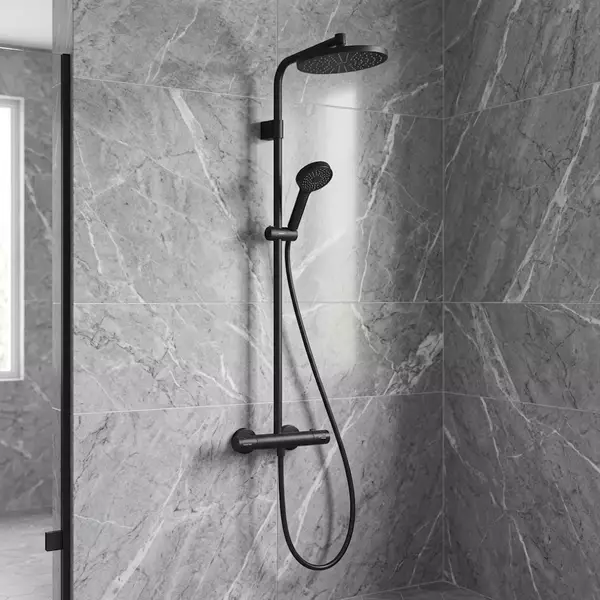 Душевая система Hansgrohe Activera S 240 1jet EcoSmart 28078670 с термостатом Ecostat Fine Varia Черный матовый (35589106)