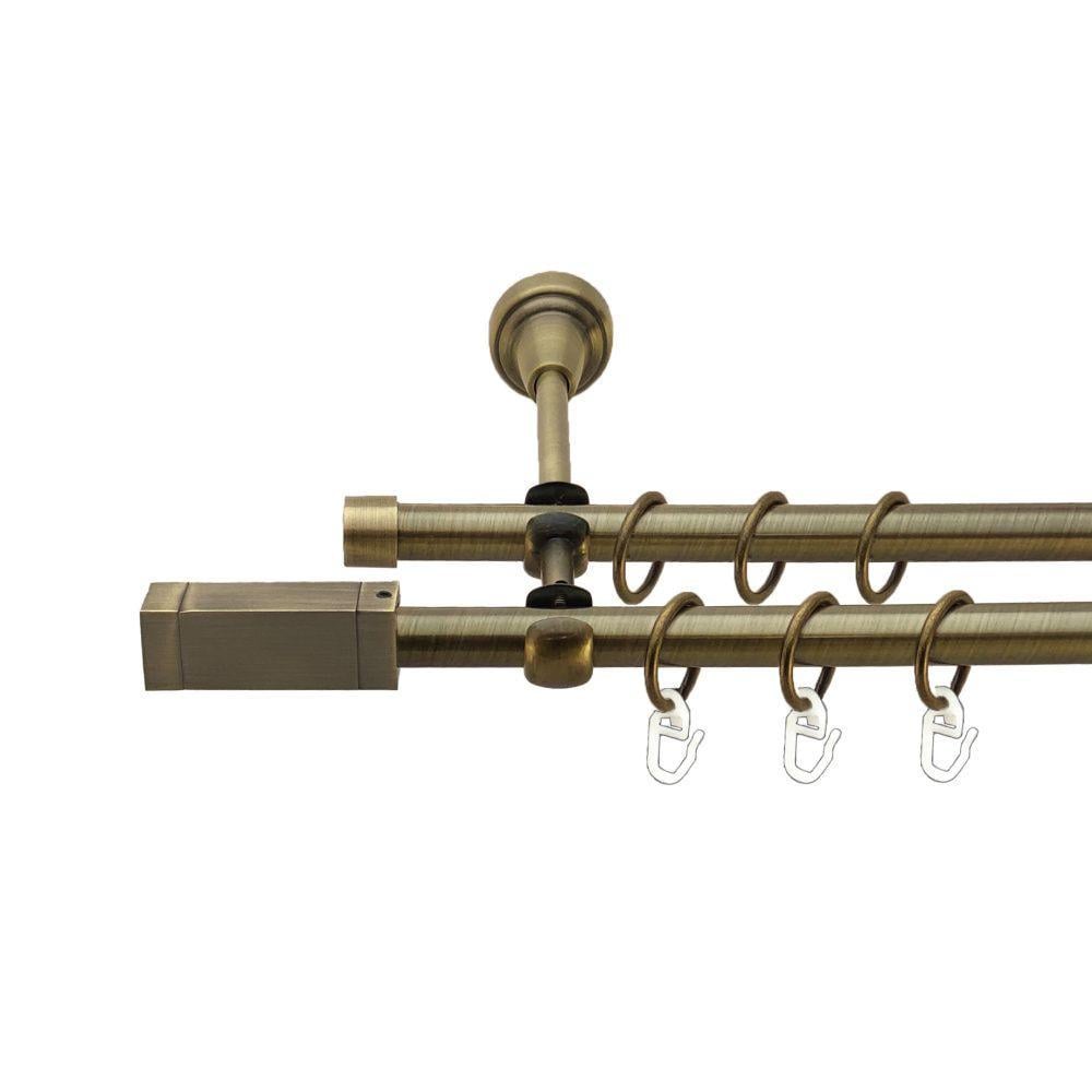 Карниз для штор Orvit Квадро двухрядный гладкий 16\16 мм 160 см Античный (00-00017015)