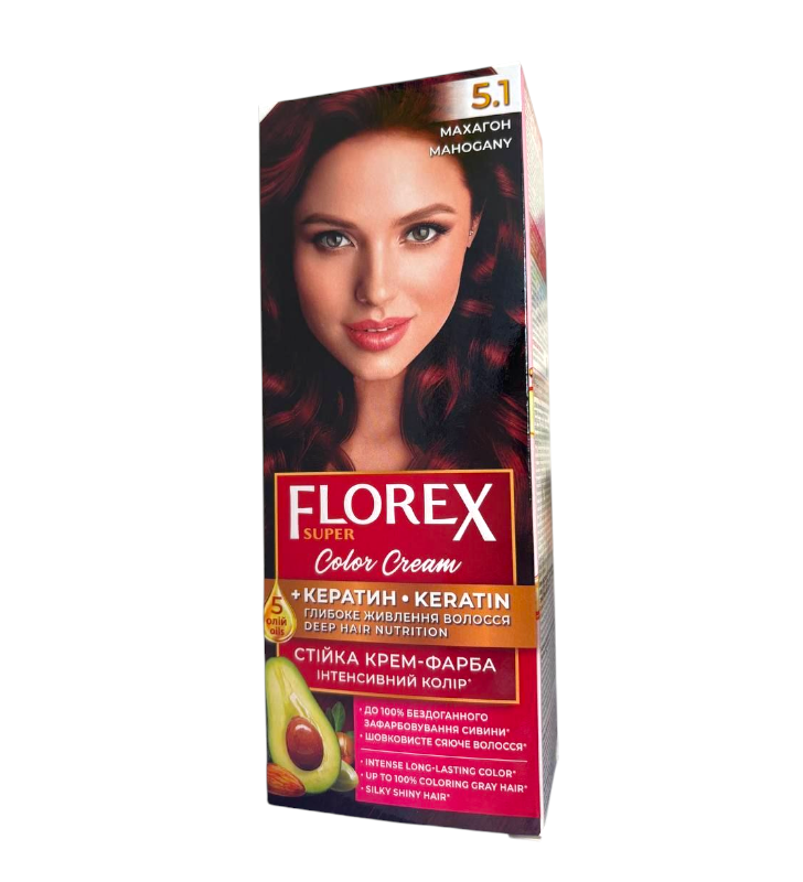 Крем-краска для волос стойкая Florex Super 5.1 Махагон