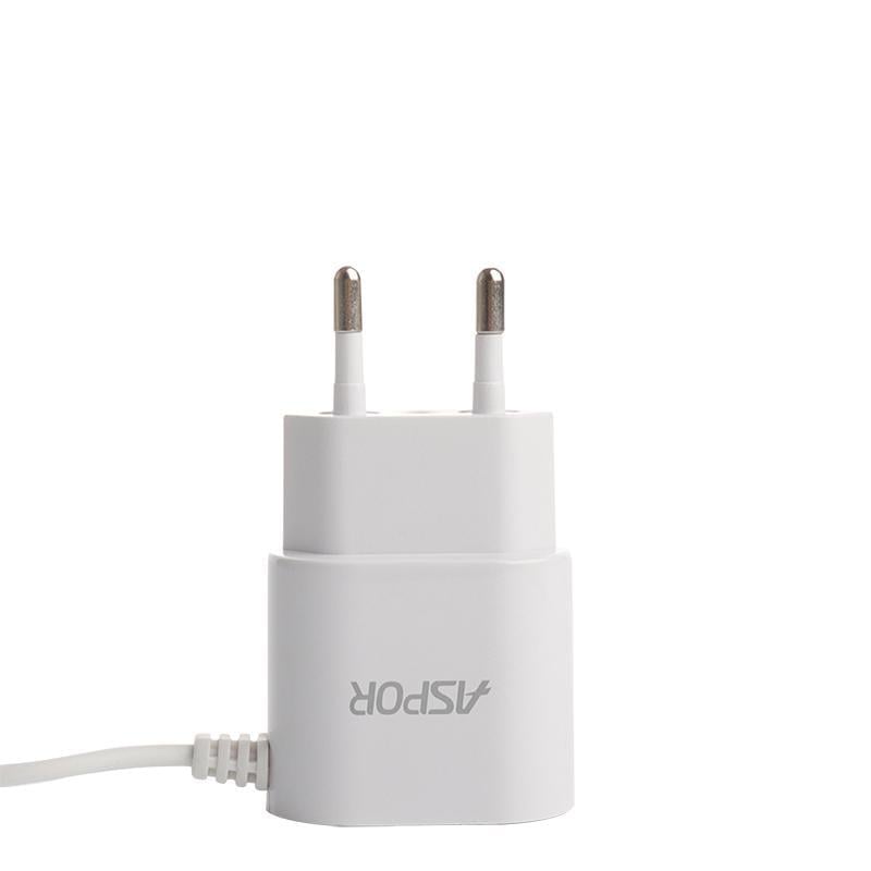 Мережевий зарядний пристрій Aspor A802 1USB/1A LED та USB кабель Type-C Білий (925163)