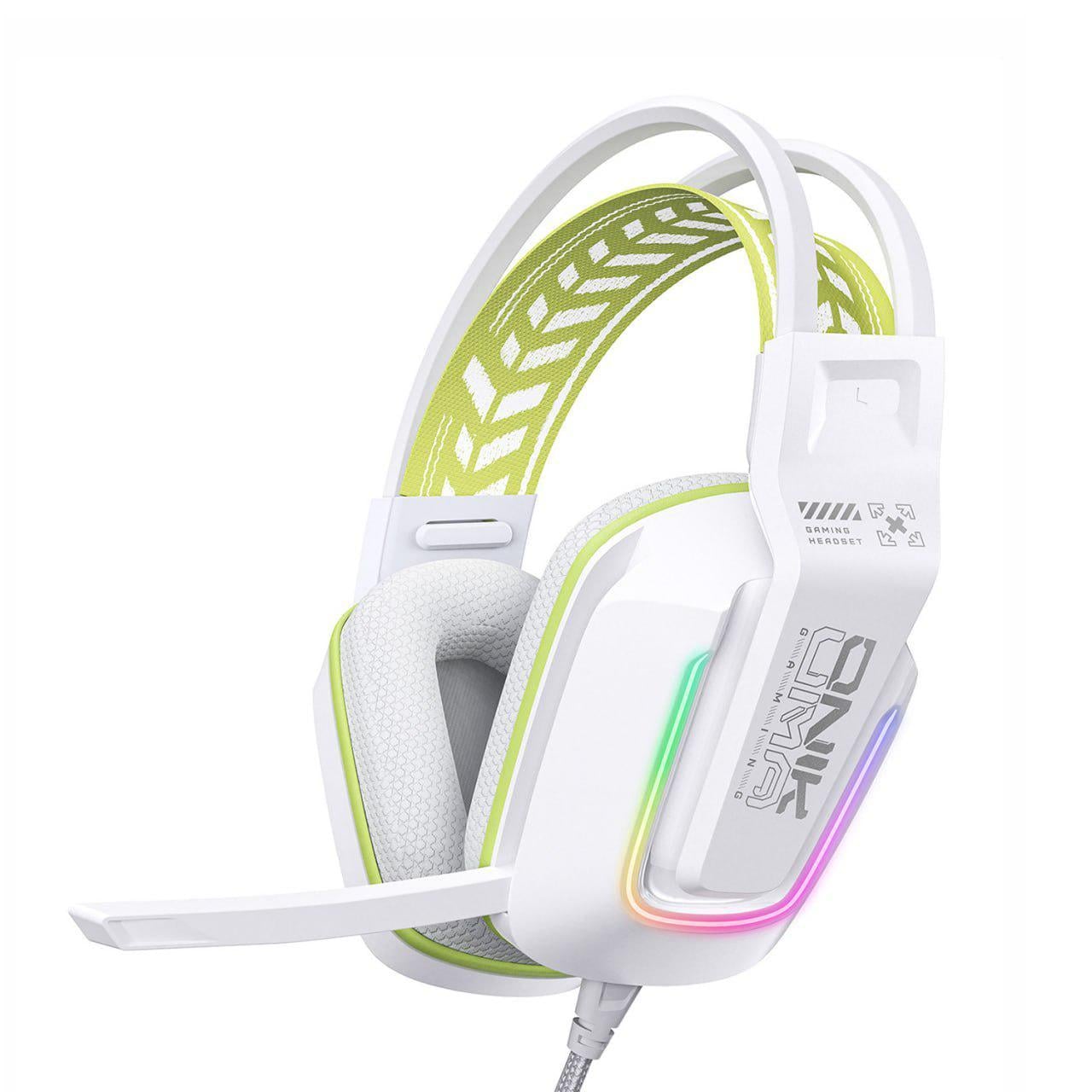Наушники игровые с микрофоном Onikuma X-13 Pro White с RGB подсветкой и шумоподавлением Белый (974737)
