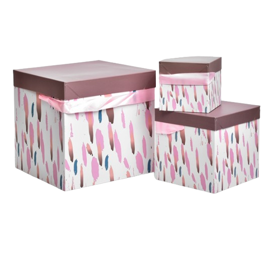 Набор бумажных подарочных коробок Stenson Modern R91524 3 шт. 10х10/15х15/22х22 см Розовый