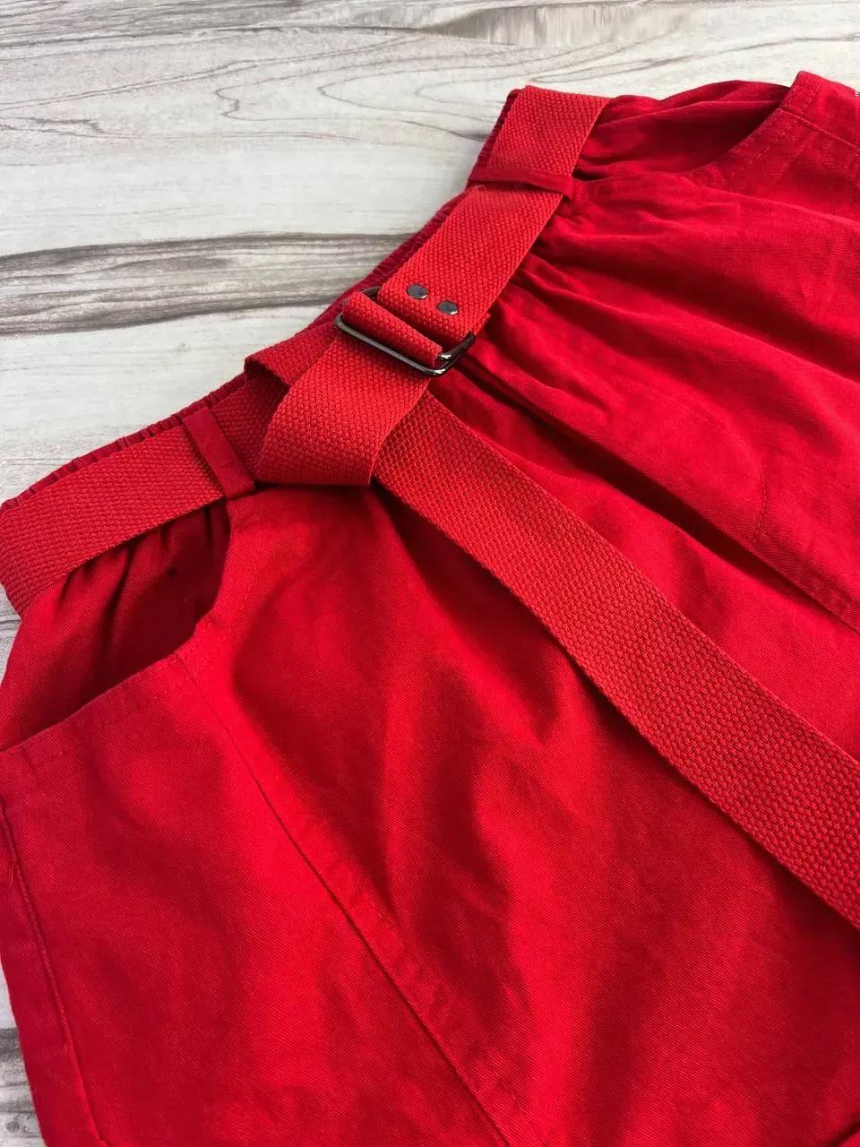 Шорти жіночі коттон A-N 5701 пояс резинка з ременем короткі підворот L Червоний (2113) - фото 6