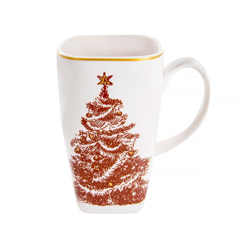 Чашка фарфоровая Lefard Merry christmas Елка 600 мл Белый (924-746)
