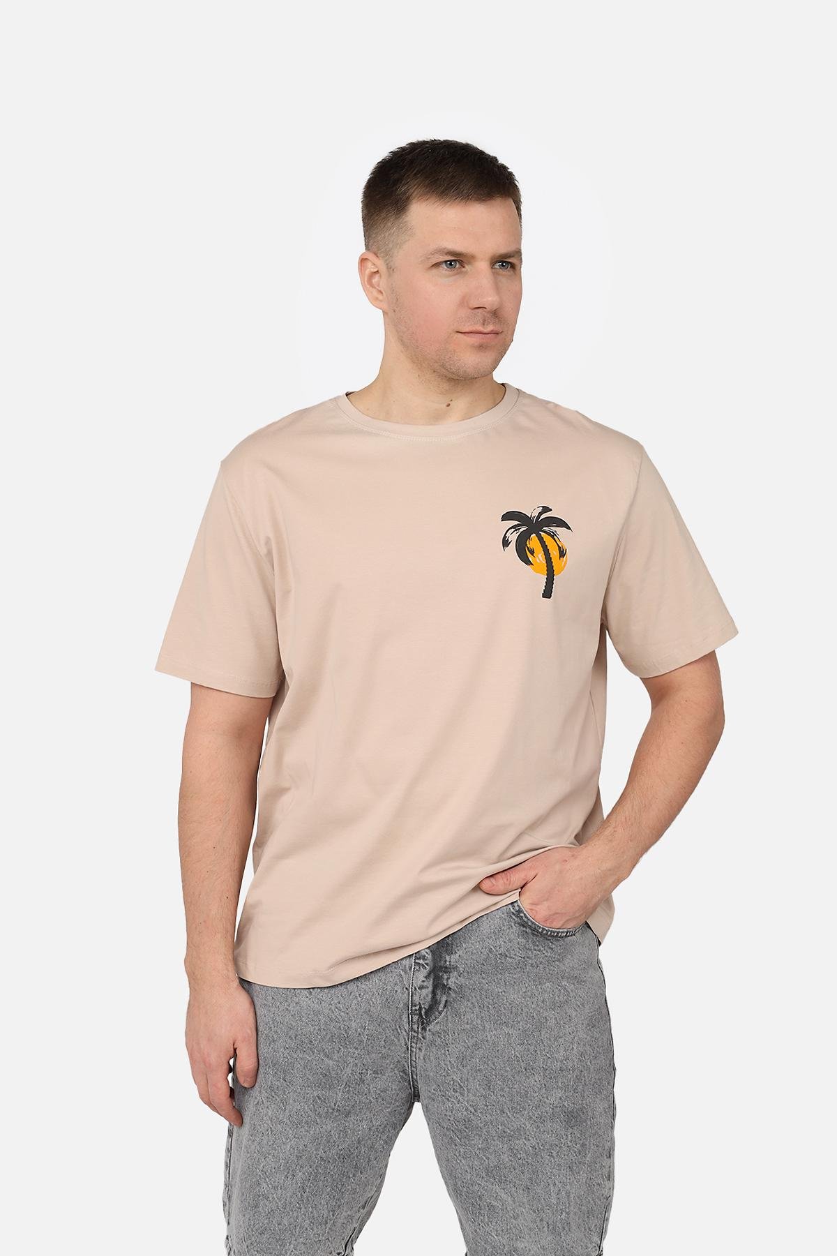 Футболка мужская ЦБ-00270058 с коротким рукавом р. 46 Бежевый (SKT001045268)