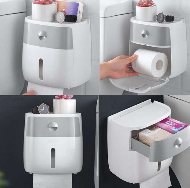 Держатель Towel Holder Ecoco TRSA для туалетной бумаги и бумажных полотенец настенный с полкой для телефона - фото 6