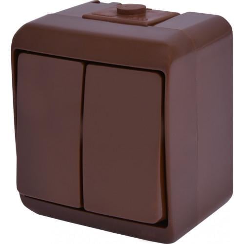 Выключатель двухклавишный ETI VHE-2-KR IP54 Коричневый (4668041)