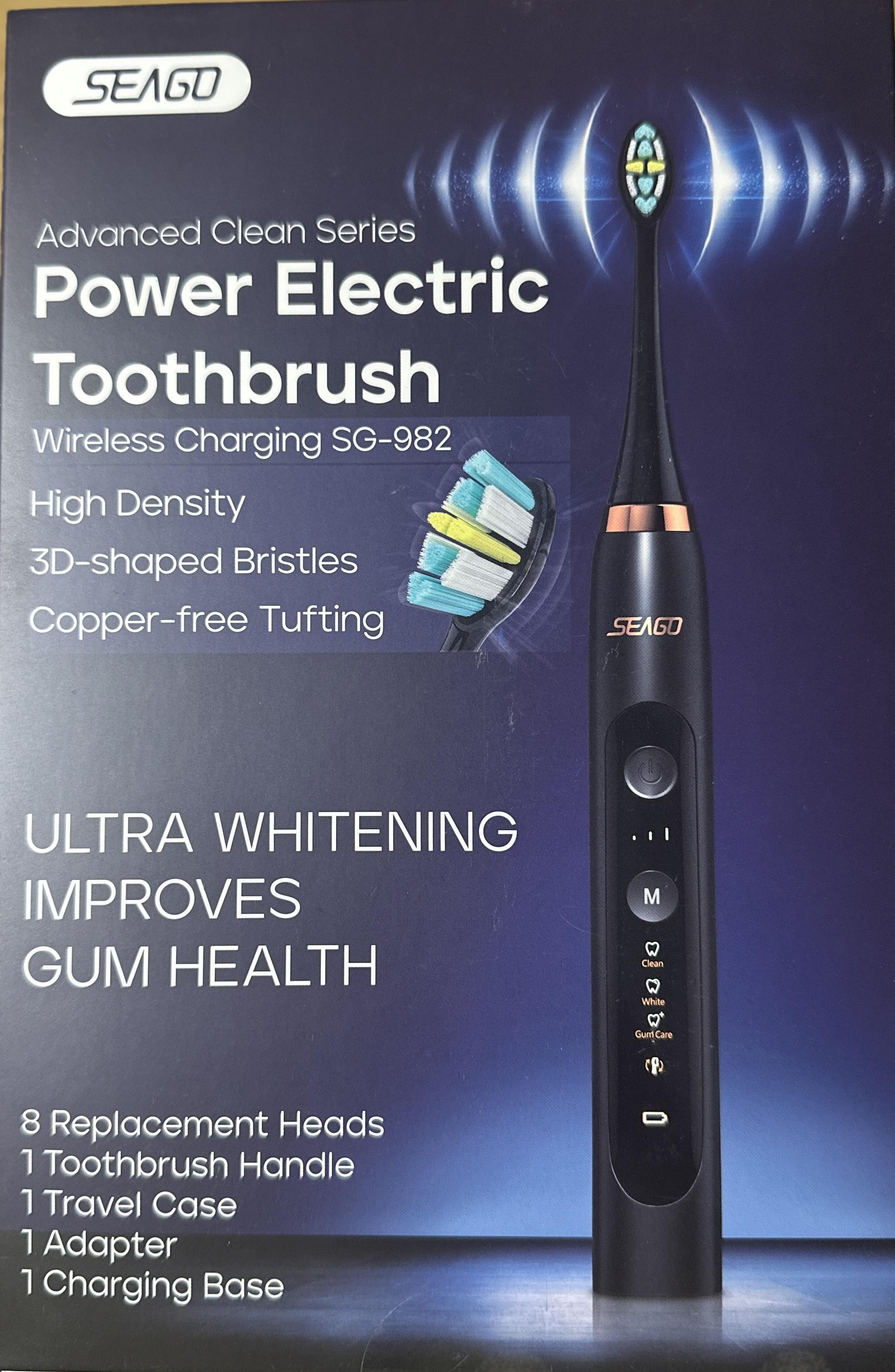 Електрична зубна щітка ультравідбілююча Seago Power Electric Toothbrush SG982 Black (100017) - фото 10