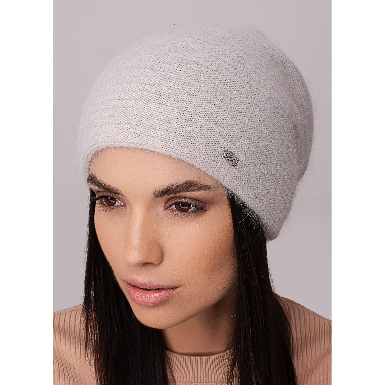 Шапка женская ангоровая Leks МЕЛОДИЯ сзади сцепленная двойная One Size Холодный лед (281284)